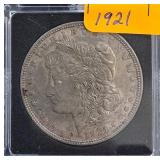 1921 Morgan Silver Dollar in Protective Case