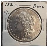 1881-S Morgan Silver Dollar in BU Condition
