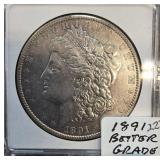 1891 Morgan Silver Dollar in Display Case