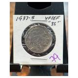 1937-S Buffalo Nickel in VF Condition