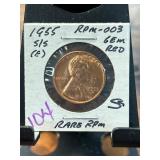 1955-S/S RPM-003 Lincoln Wheat Cent in Gem Red
