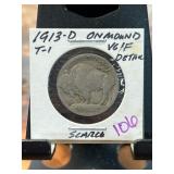 1913-D Type 1 Buffalo Nickel with Noted Details