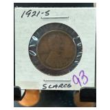 1921-S Lincoln Wheat Cent in Holder