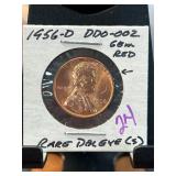 1956-D Lincoln Cent DDO-002 in Red Condition