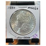 1880 Morgan Silver Dollar Graded MS60/63