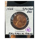 1966 Gem Special Strike Lincoln Cent SP67/68 Red
