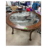 Round Wooden and Glass Dining Table