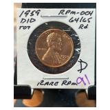 1959-D/D Lincoln Cent RPM-004 64/65 RD