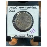 1935 Buffalo Nickel with Rotated Dies