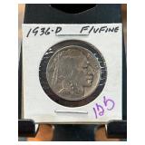 1936-D Buffalo Nickel in Fine Condition