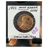1955 Mint Error Penny in Holder