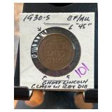 1930-S Lincoln Wheat Cent EF/AU Ghost Lincolnï¿½