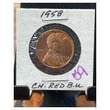 1958 Lincoln Wheat Penny CH. RED B.U.