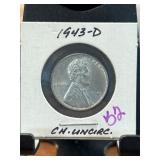 1943-D Lincoln Steel Wheat Cent, Uncirculated