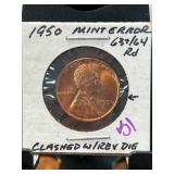 1950 Lincoln Cent Mint Error Coin