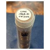 Roll of 1963-D Lincoln Cents CH UNC
