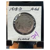 1918-D Buffalo Nickel in Protective Holder