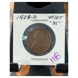 1928-D Lincoln Wheat Cent in VF/EF Condition