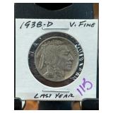 1938-D Buffalo Nickel in Very Fine Condition