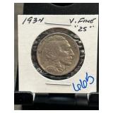 1934 Buffalo Nickel in Display Holder