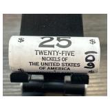 Roll of 25 U.S. Nickels in Paper Wrapper