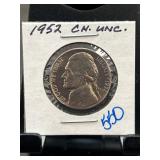 1952 Jefferson Nickel in CH. UNC. Condition