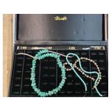 Turquoise Bead Necklaces in Black Display Box