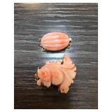 Coral Clasps with Gold-Tone Settings