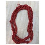 Red Beaded Twisted Strand Necklace