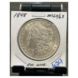 1898 Morgan Dollar MS60/63 Graded Coin