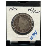 1901 Liberty Head Nickel in Encapsulated Holder