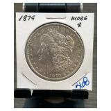 1879 Morgan Silver Dollar in Protective Sleeve