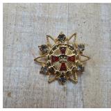 Organizational Pin with Red and Clear Accents