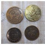 Four Masonic Challenge Coins