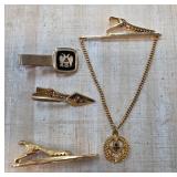 Fraternal Gold-Tone Accessory Set Tie Bars