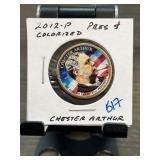 2012 Chester Arthur Colorized Presidential Dollar
