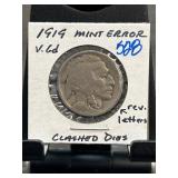 1919 Mint Error Buffalo Nickel with Clashed Dies
