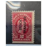 1918 Stock Transfer 2 Dollar Stamp, Unused
