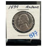 1939 Jefferson Nickel AU/UNC Condition