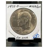 1972-D Eisenhower Dollar Coin, CH. UNC