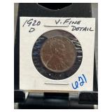 1920-D Lincoln Wheat Cent in Fine Condition