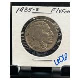 1935-S Buffalo Nickel in Flip with Writing