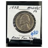 1938 Jefferson Nickel MS64/65 FS