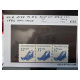 1986 Dog Sled Coil Stamp Strip of Three
