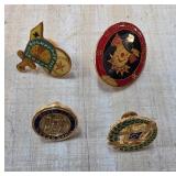 Four Fraternal and Commemorative Pins