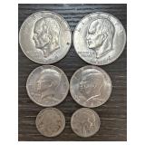 6 U.S. Coins Ike Dollars JFK and Buffalos