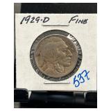 1929-D Buffalo Nickel Graded Fine Condition