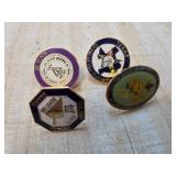 Four Fraternal Organization Lapel Pins