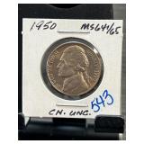 1950 Jefferson Nickel MS64/65 in Holder