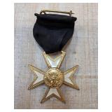Knights Templar Medal with White Enamel Cross and